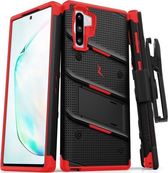 Zizo Zizo Bolt Cover - Pancerne etui Samsung Galaxy Note 10 oraz podstawka uchwyt do paska (Black/Red) 1