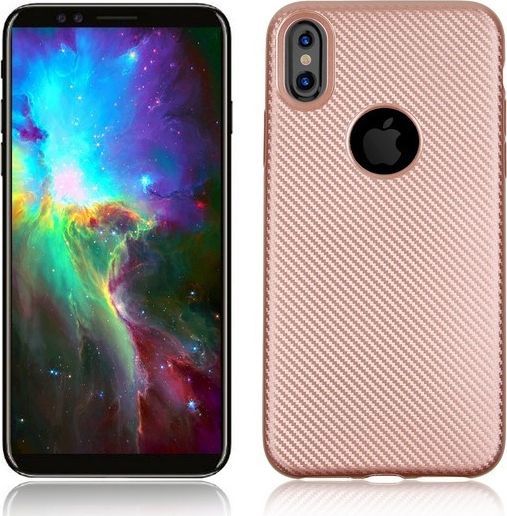 Etui Carbon Fiber LG K10 2017 różowo- złoty /rosegold 1