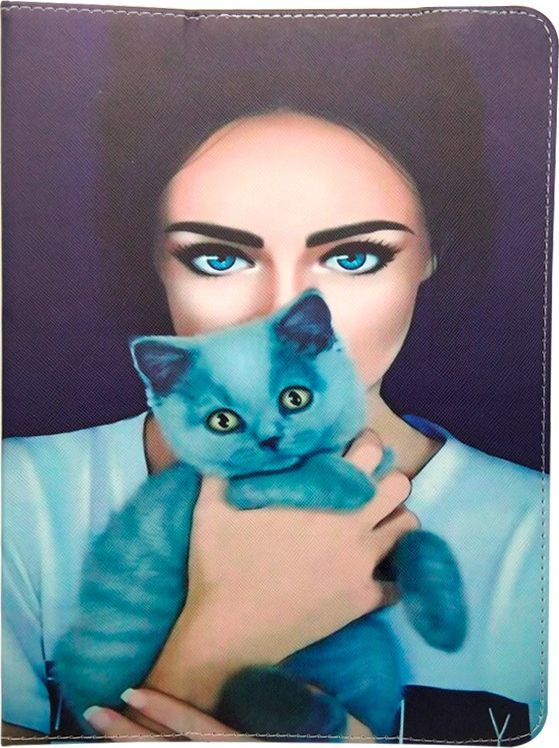 Etui na tablet TelForceOne Uniwersalne etui do tabletów 9-10 Lady with cat 1