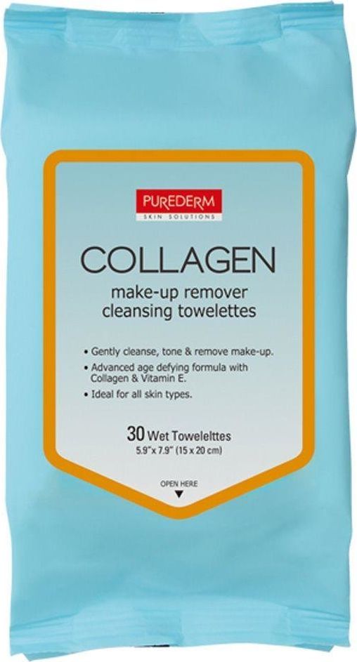 Purederm Chusteczki nawilżane do czyszczenia makijażu COLLAGEN, 30 szt. 1