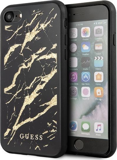 Guess Guess GUHCI8MGGBK iPhone 7/8/SE 2020 czarny/black hard case Glitter Marble Glass uniwersalny 1
