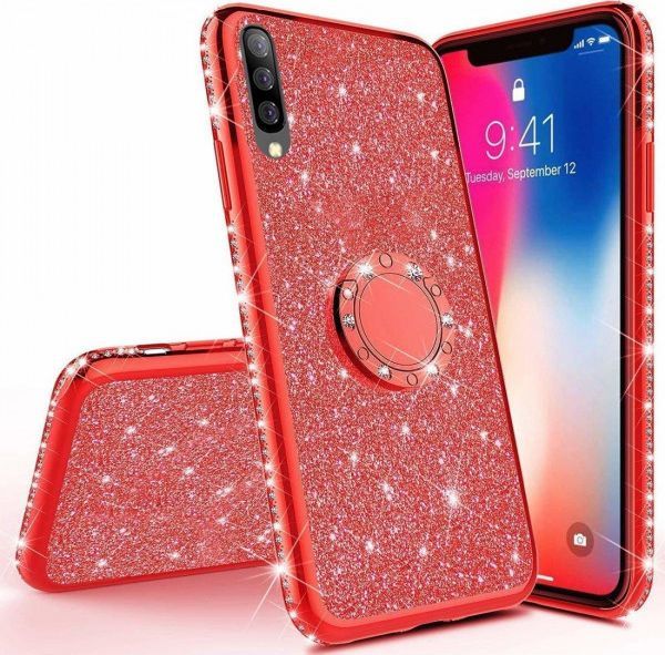 Etui SAMSUNG GALAXY S20+ PLUS Diamond Ring Brokat czerwone (62748) - om-40375 1