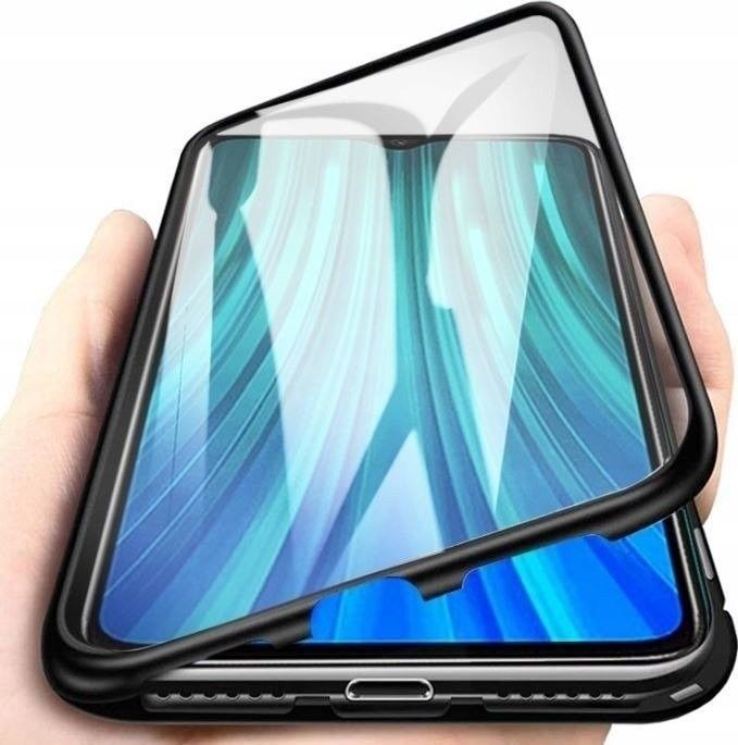 Etui XIAOMI REDMI NOTE 9S 3w1 Double Magnetic 360 Aluminium i Szkło czarne 1