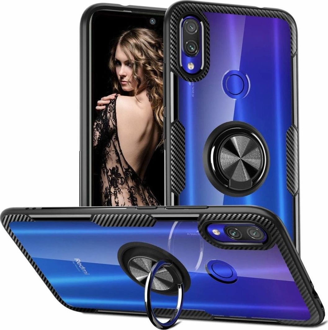Etui XIAOMI REDMI NOTE 8T Carbon Ring Pancerne czarne 1