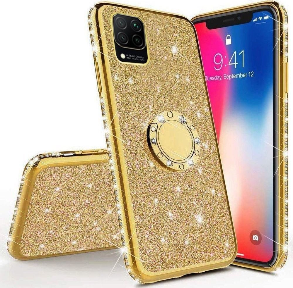 Etui HUAWEI P40 LITE Diamond Ring Brokat złote 1