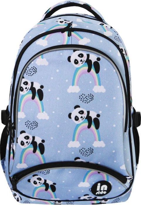 Incood Plecak trzykomorowy Panda niebieski 1