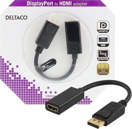 Adapter AV Deltaco DisplayPort - HDMI czarny 1