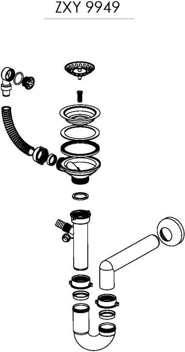 Syfon Deante Osprzęt do zlewozmywaków ZXY 9949 granitowych 1 komorowych (ZXY 9949) 1