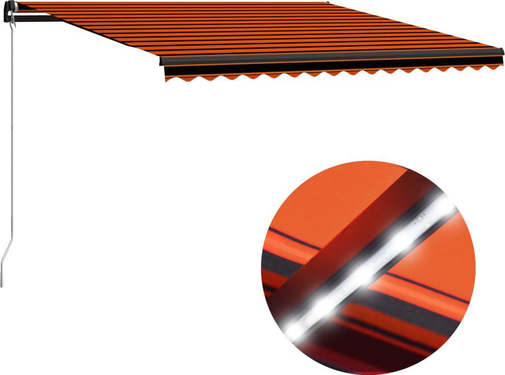 vidaXL Ręcznie zwijana markiza z LED, 450x300 cm, pomarańczowo-brązowa 1