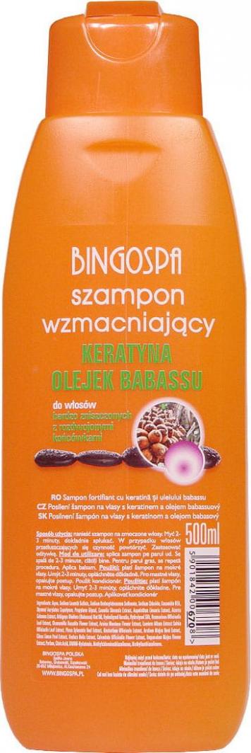 BingoSpa Szampon wzmacniający keratyna olejek babassu do włosów bardzo zniszczonych 500 ml 1