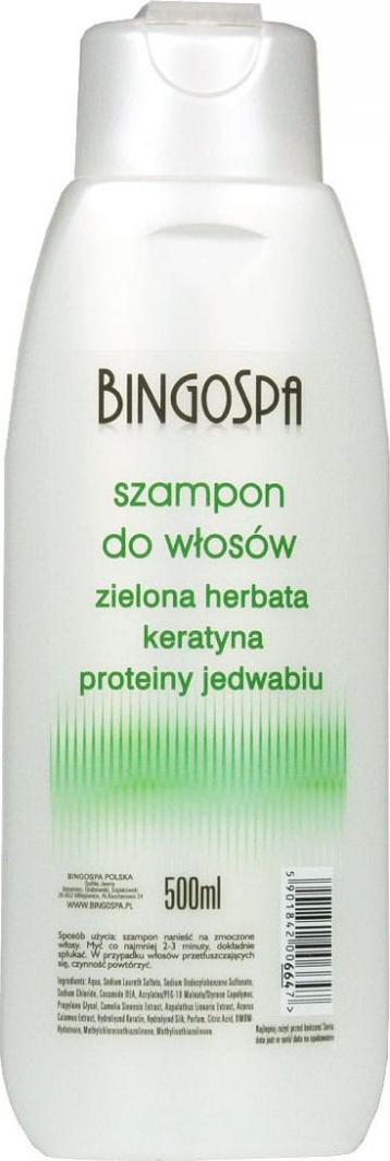 BingoSpa Szampon do włosów zielona herbata, keratyna, proteiny jedwabiu 500ml 1