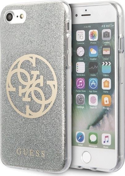 Guess Guess GUHCI8PCUGLLG iPhone 7/8/SE 2020 jasnoszary/light grey hard case Glitter 4G Circle Logo 1