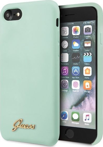 Guess Guess GUHCI8LSLMGGR iPhone 7/8/SE 2020 zielony/green hard case Silicone Vintage Gold Logo uniwersalny 1