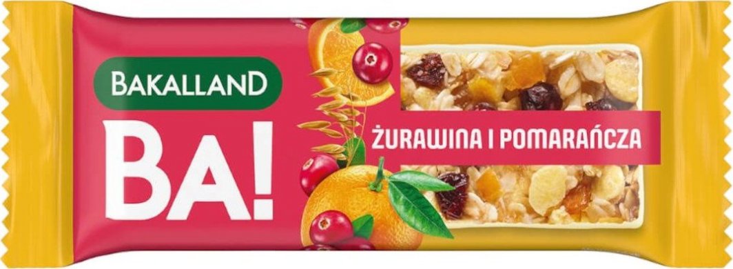 bakalland BA! Baton zbożowy żurawina i pomar. Bakalland 40g 1