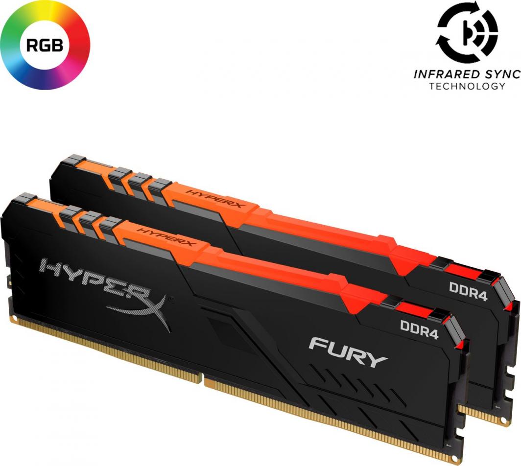 Pamięć HyperX Fury RGB, DDR4, 64 GB, 3000MHz, CL16 (HX430C16FB3AK2/64) 1