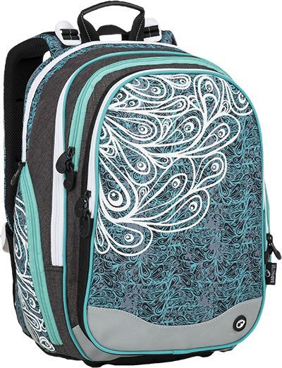 BAGMASTER Plecak Szkolny czterokomorowy tyrkusowy + biały + szary Bagmaster Element 9 A 1