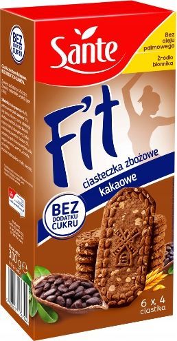 Sante Sante Fit Ciasteczka Zbożowe Kakaowe Bez Cukru 300g 1