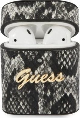 Guess Etui ochronne GUACA2PUSNSMLBK Python Collection do AirPods 1/2 czarno-szare 1