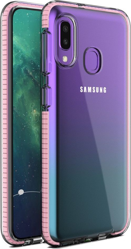 Hurtel Spring Case pokrowiec żelowe etui z kolorową ramką do Samsung Galaxy A20e jasnoróżowy uniwersalny 1