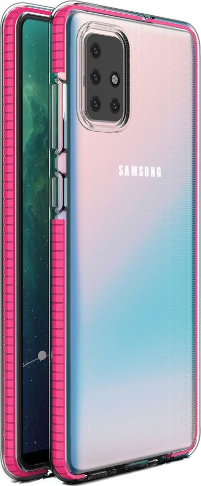 Hurtel Spring Case pokrowiec żelowe etui z kolorową ramką do Samsung Galaxy A71 ciemnoróżowy uniwersalny 1
