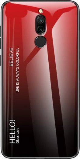 Hurtel Gradient Glass etui pokrowiec nakładka ze szkła hartowanego Xiaomi Redmi 8 czarno-czerwony uniwersalny 1