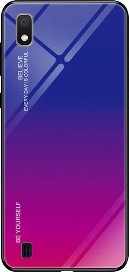 Hurtel Gradient Glass etui pokrowiec nakładka ze szkła hartowanego Samsung Galaxy A10 różowo-fioletowy uniwersalny 1