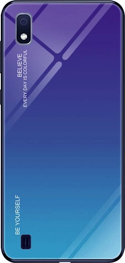 Hurtel Gradient Glass etui pokrowiec nakładka ze szkła hartowanego Samsung Galaxy A10 zielono-fioletowy uniwersalny 1