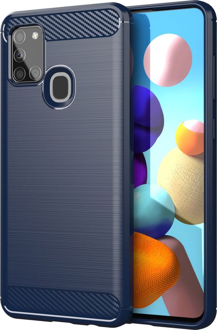 Hurtel Carbon Case elastyczne etui pokrowiec Samsung Galaxy A21S niebieski uniwersalny (61093-uniw) - 61093-uniw 1