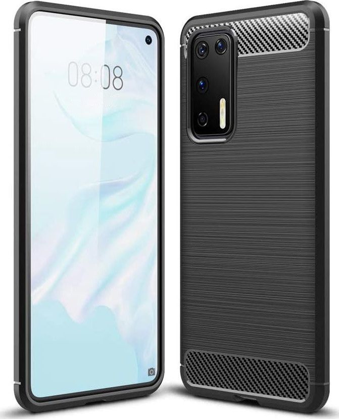 Hurtel Carbon Case elastyczne etui pokrowiec Huawei P40 czarny uniwersalny 1