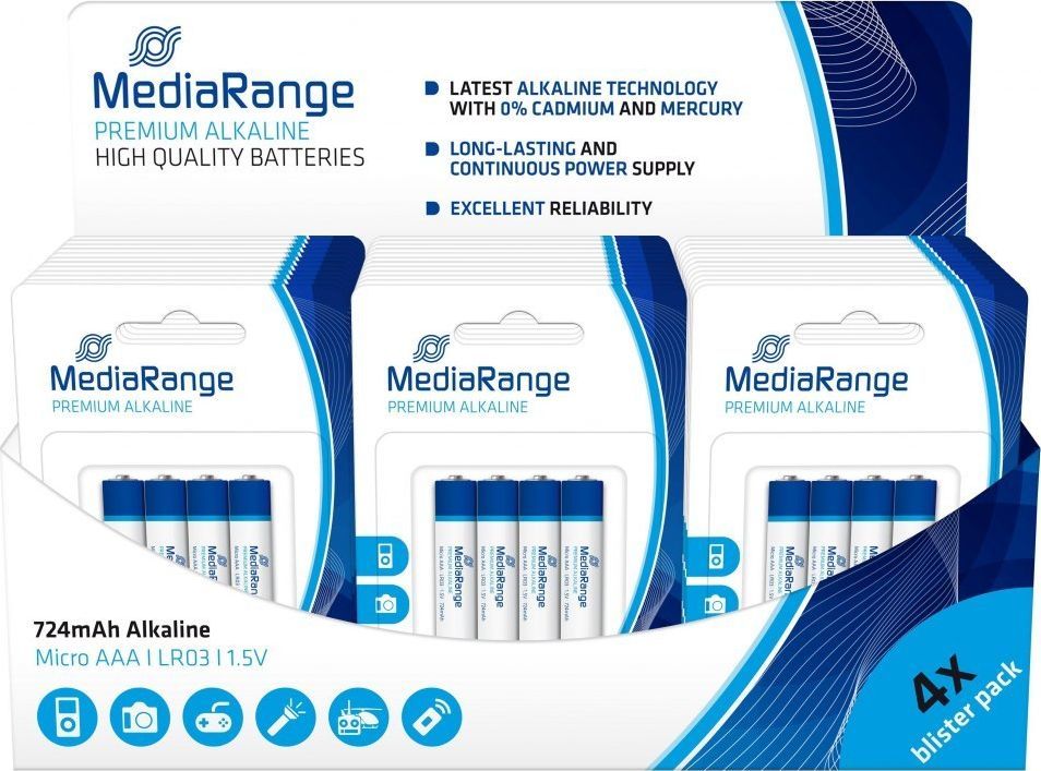 MediaRange Baterie alkaliczne MediaRange MRBAT101-42 Micro AAA|LR03|1.5V, 42xPack 4 1