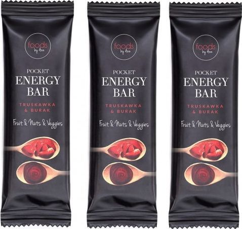 Foods by Ann Batony Pocket Energy Bar Burak Truskawka 3 x 35g - Zdrowe i pyszne źródło energii - Foods by Ann 1