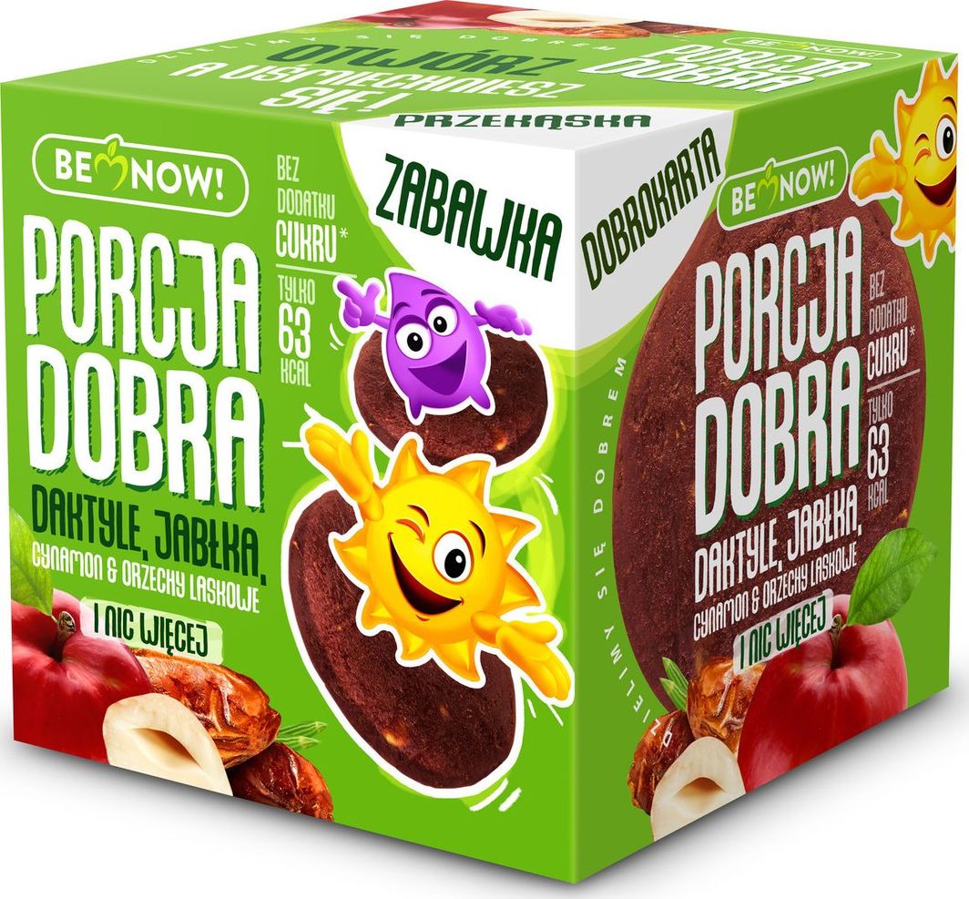 Porcja Dobra Porcja Dobra Kostka z niespodzianką daktyle jabłko orzechy laskowe i cynamon - 20 g 1