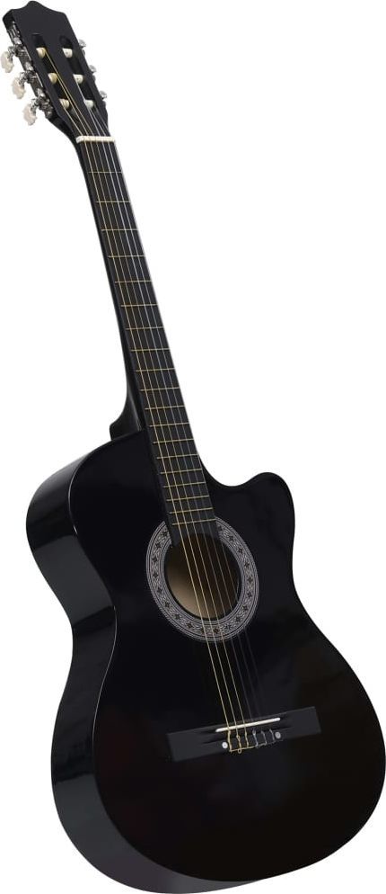  vidaXL Gitara akustyczna z wycięciem, 6 strun, czarna, 38 1