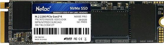 Dysk SSD Netac N950E 500 GB M.2 2280 PCI-E x4 Gen3 NVMe (1307727) 1