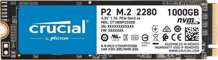 Dysk SSD Crucial P2 1 TB M.2 2280 PCI-E x4 Gen3 NVMe (CT1000P2SSD8) 1