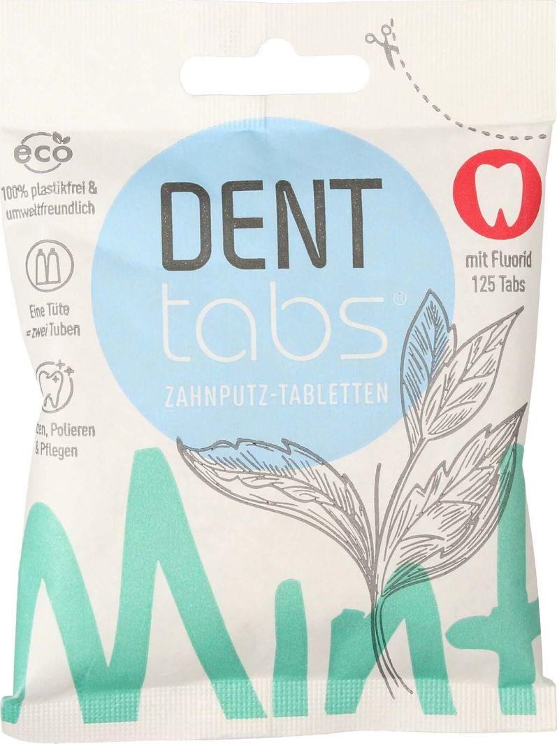 Denttabs Denttabs Tabletki do zębów ze stewią o smaku miętowym z fluorem 1