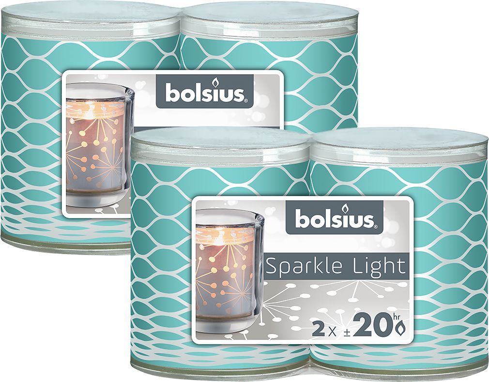 Bolsius Świeca ze świecznikiem BOLSIUS Sparkle Light 20H 6,4CM 4szt. SIATKA 1