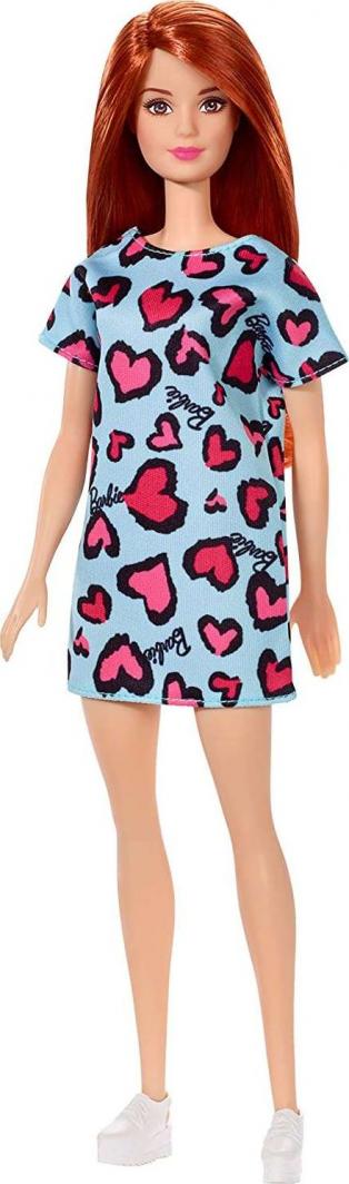 Lalka Barbie Mattel  w niebieskiej sukience z nadrukiem fioletowego serca (T7439/GHW48) 1