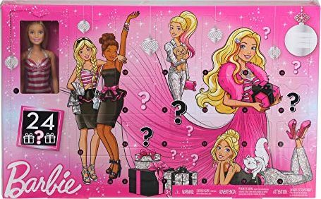 Kalendarz adwentowy Barbie Barbie GFF61 - kalendarz adwentowy 2019 z lalkami i akcesoriami, zabawkami dla lalek i kalendarzem adwentowym dziewczynki od 3 lat 1