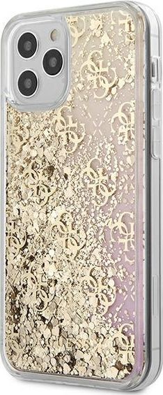 Guess Etui Guess Gradient Liquid Glitter 4G HardCase do iPhone 12 mini złote 1