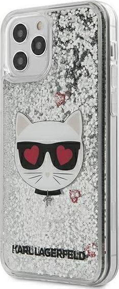 Karl Lagerfeld Etui Karl Lagerfeld Choupette Liquid Glitter HardCase do iPhone 12 / 12 Pro srebrne 1