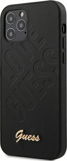 Guess Guess GUHCP12MPUILGBK iPhone 12/12 Pro 6,1" czarny/black hardcase Iridescent Love Script Gold Logo 1