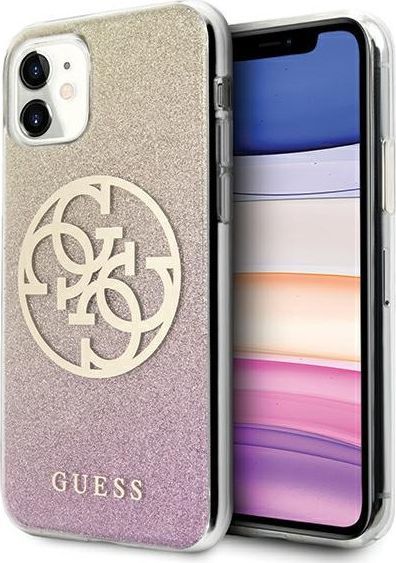Guess Guess GUHCN61PCUGLPGG iPhone 11 różowo-złoty/gold pink hard case Glitter 4G Circle Logo 1