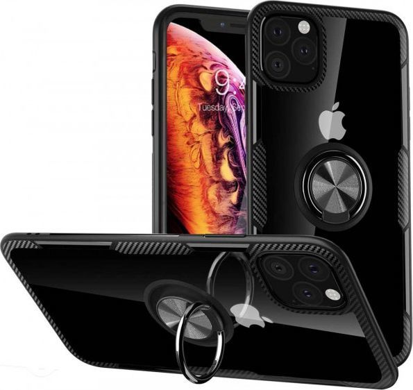 Etui IPHONE 12 PRO MAX Clear Carbon Ring czarne 1