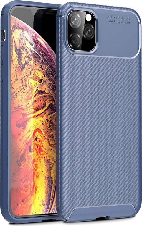 Etui IPHONE 12 PRO MAX Pancerne Shockproof Carbon Fiber niebieskie 1