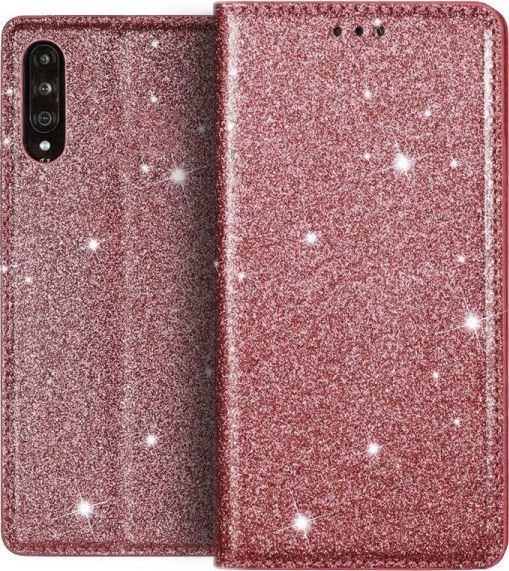 Etui SAMSUNG GALAXY A10 portfel z klapką Flip Magnet Shine Brokat różowe 1