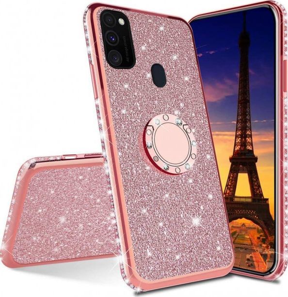Etui SAMSUNG GALAXY A21S Diamond Ring Brokat różowy 1