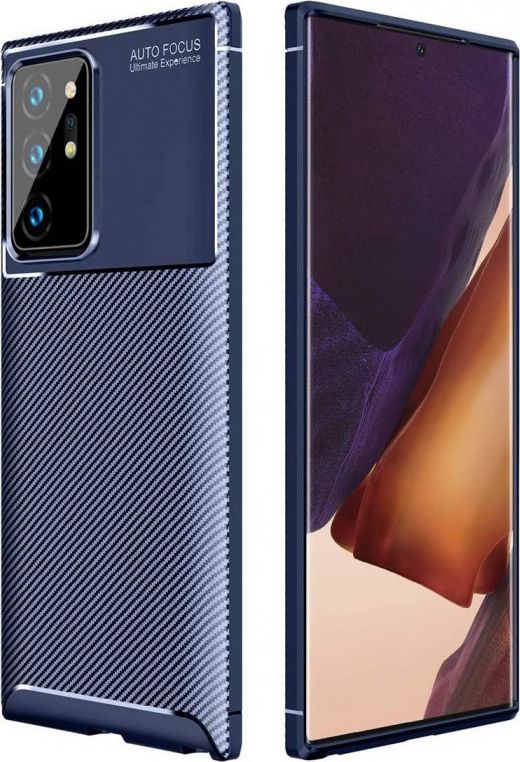 Etui SAMSUNG GALAXY NOTE 20 Pancerne Shockproof Carbon Fiber niebieskie 1