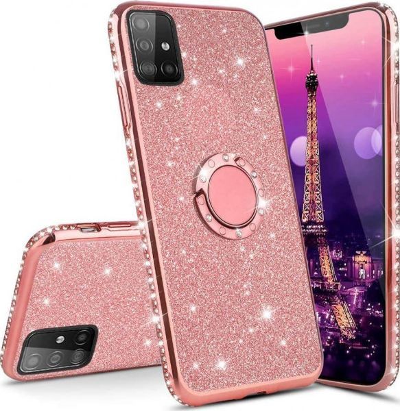 Etui SAMSUNG GALAXY S10 LITE Diamond Ring Brokat różowe 1
