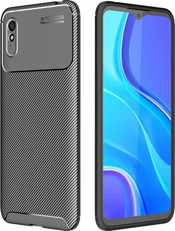 Etui XIAOMI REDMI 9A Pancerne Shockproof Carbon Fiber czarne 1